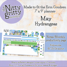 Load image into Gallery viewer, May Hydrangeas - The Nitty Gritty Monthly - Erin Condren Vertical Horizontal