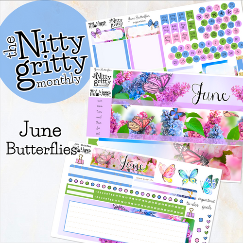 June Butterflies - The Nitty Gritty Monthly - Erin Condren Vertical Horizontal