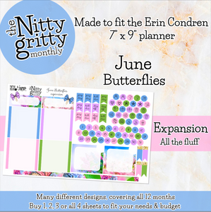 June Butterflies - The Nitty Gritty Monthly - Erin Condren Vertical Horizontal