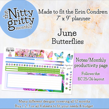 Load image into Gallery viewer, June Butterflies - The Nitty Gritty Monthly - Erin Condren Vertical Horizontal
