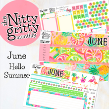 Load image into Gallery viewer, June Hello Summer - The Nitty Gritty Monthly - Erin Condren Vertical Horizontal