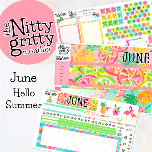 June Hello Summer - The Nitty Gritty Monthly - Erin Condren Vertical Horizontal