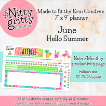 Load image into Gallery viewer, June Hello Summer - The Nitty Gritty Monthly - Erin Condren Vertical Horizontal