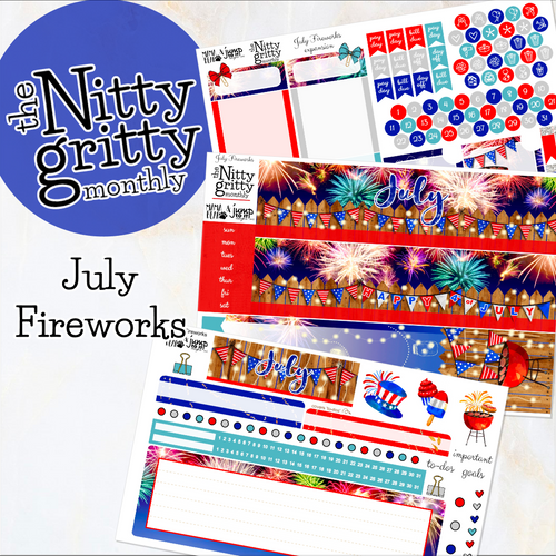 July Fireworks - The Nitty Gritty Monthly - Erin Condren Vertical Horizontal