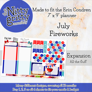 July Fireworks - The Nitty Gritty Monthly - Erin Condren Vertical Horizontal