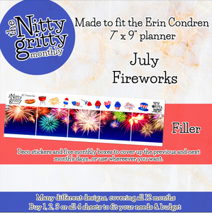 July Fireworks - The Nitty Gritty Monthly - Erin Condren Vertical Horizontal