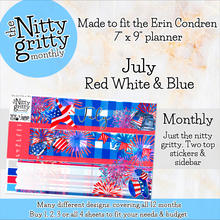 Load image into Gallery viewer, July 4th Red White &amp; Blue - The Nitty Gritty Monthly - Erin Condren Vertical Horizontal