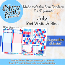 Load image into Gallery viewer, July 4th Red White &amp; Blue - The Nitty Gritty Monthly - Erin Condren Vertical Horizontal