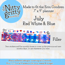 Load image into Gallery viewer, July 4th Red White &amp; Blue - The Nitty Gritty Monthly - Erin Condren Vertical Horizontal