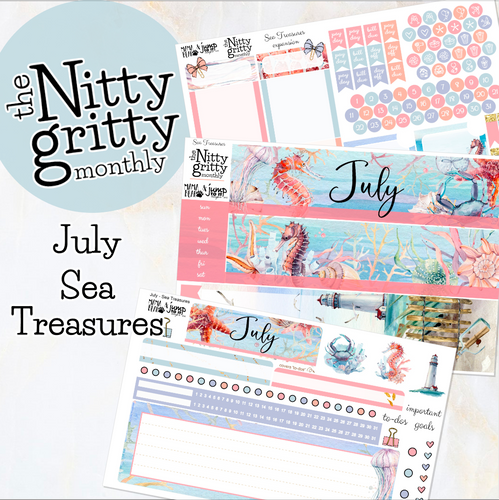 July Sea Treasures - The Nitty Gritty Monthly - Erin Condren Vertical Horizontal