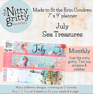July Sea Treasures - The Nitty Gritty Monthly - Erin Condren Vertical Horizontal