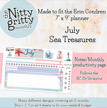 Load image into Gallery viewer, July Sea Treasures - The Nitty Gritty Monthly - Erin Condren Vertical Horizontal
