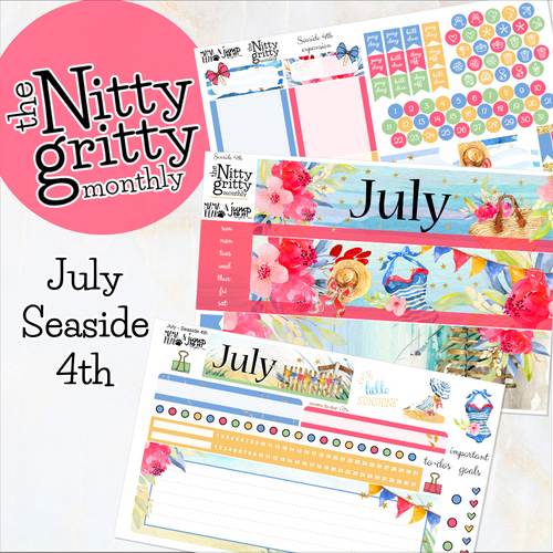 July Seaside 4th - The Nitty Gritty Monthly - Erin Condren Vertical Horizontal