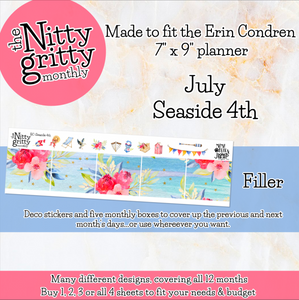 July Seaside 4th - The Nitty Gritty Monthly - Erin Condren Vertical Horizontal
