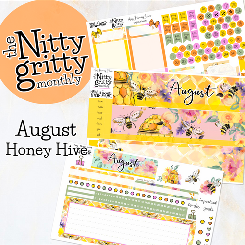 August Honey Hive - The Nitty Gritty Monthly - Erin Condren Vertical Horizontal
