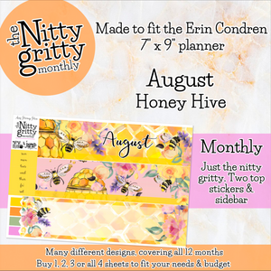 August Honey Hive - The Nitty Gritty Monthly - Erin Condren Vertical Horizontal