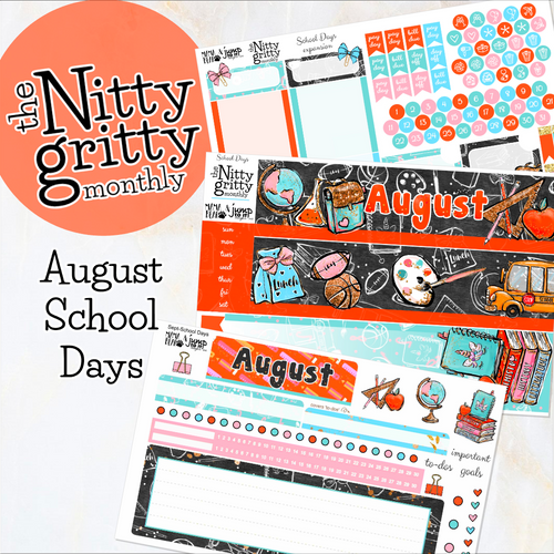 August School Days - The Nitty Gritty Monthly - Erin Condren Vertical Horizontal