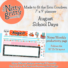 Load image into Gallery viewer, August School Days - The Nitty Gritty Monthly - Erin Condren Vertical Horizontal