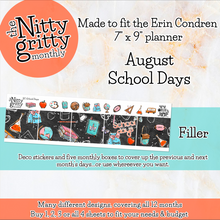 Load image into Gallery viewer, August School Days - The Nitty Gritty Monthly - Erin Condren Vertical Horizontal