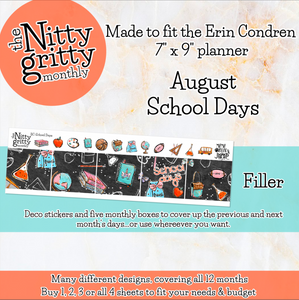 August School Days - The Nitty Gritty Monthly - Erin Condren Vertical Horizontal