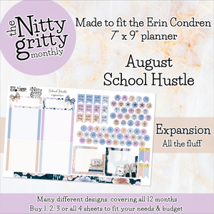 August School Hustle - The Nitty Gritty Monthly - Erin Condren Vertical Horizontal
