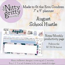 Load image into Gallery viewer, August School Hustle - The Nitty Gritty Monthly - Erin Condren Vertical Horizontal