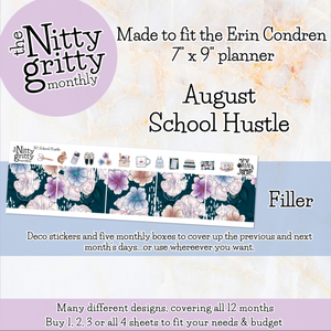 August School Hustle - The Nitty Gritty Monthly - Erin Condren Vertical Horizontal