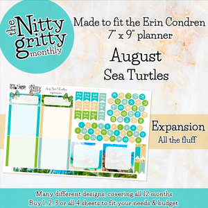 August Sea Turtles - The Nitty Gritty Monthly - Erin Condren Vertical Horizontal