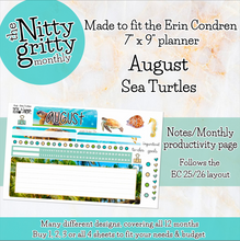 Load image into Gallery viewer, August Sea Turtles - The Nitty Gritty Monthly - Erin Condren Vertical Horizontal