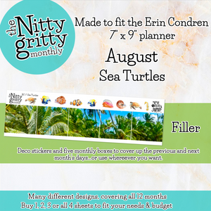 August Sea Turtles - The Nitty Gritty Monthly - Erin Condren Vertical Horizontal
