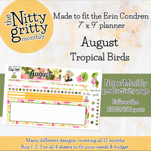 Load image into Gallery viewer, August Tropical Birds - The Nitty Gritty Monthly - Erin Condren Vertical Horizontal