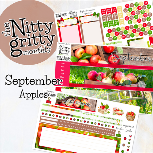 September Apples - The Nitty Gritty Monthly - Erin Condren Vertical Horizontal