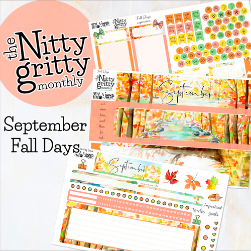 September Fall Days - The Nitty Gritty Monthly - Erin Condren Vertical Horizontal