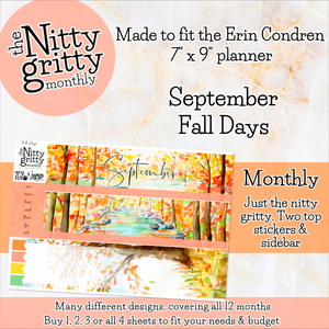 September Fall Days - The Nitty Gritty Monthly - Erin Condren Vertical Horizontal