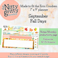 Load image into Gallery viewer, September Fall Days - The Nitty Gritty Monthly - Erin Condren Vertical Horizontal