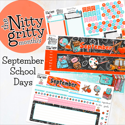 September School Days - The Nitty Gritty Monthly - Erin Condren Vertical Horizontal