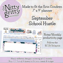Load image into Gallery viewer, September School Hustle - The Nitty Gritty Monthly - Erin Condren Vertical Horizontal