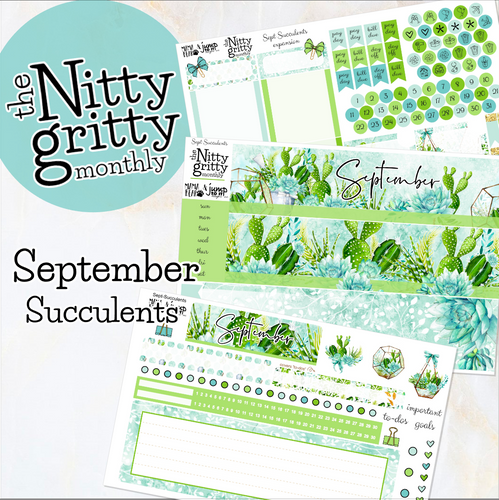 September Succulents - The Nitty Gritty Monthly - Erin Condren Vertical Horizontal