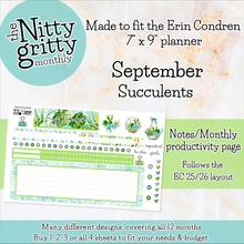 Load image into Gallery viewer, September Succulents - The Nitty Gritty Monthly - Erin Condren Vertical Horizontal