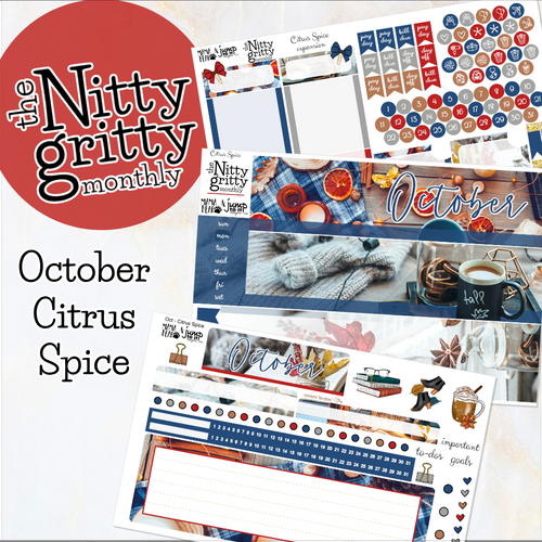 October Citrus Spice - The Nitty Gritty Monthly - Erin Condren Vertical Horizontal