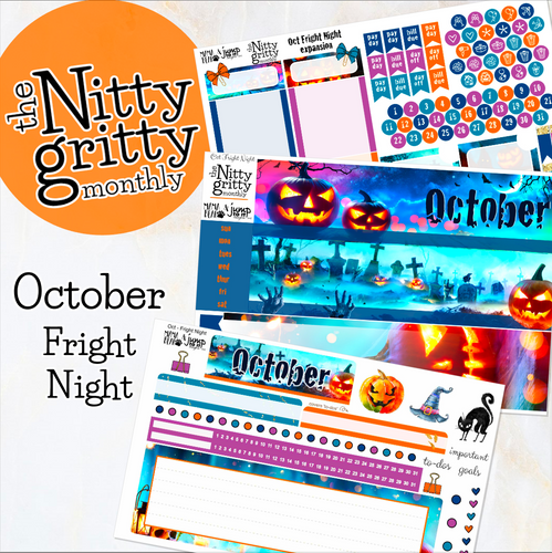 October Fright Night Halloween - The Nitty Gritty Monthly - Erin Condren Vertical Horizontal