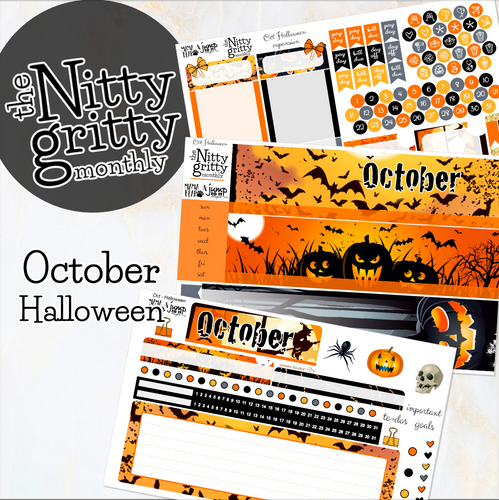 October Halloween - The Nitty Gritty Monthly - Erin Condren Vertical Horizontal