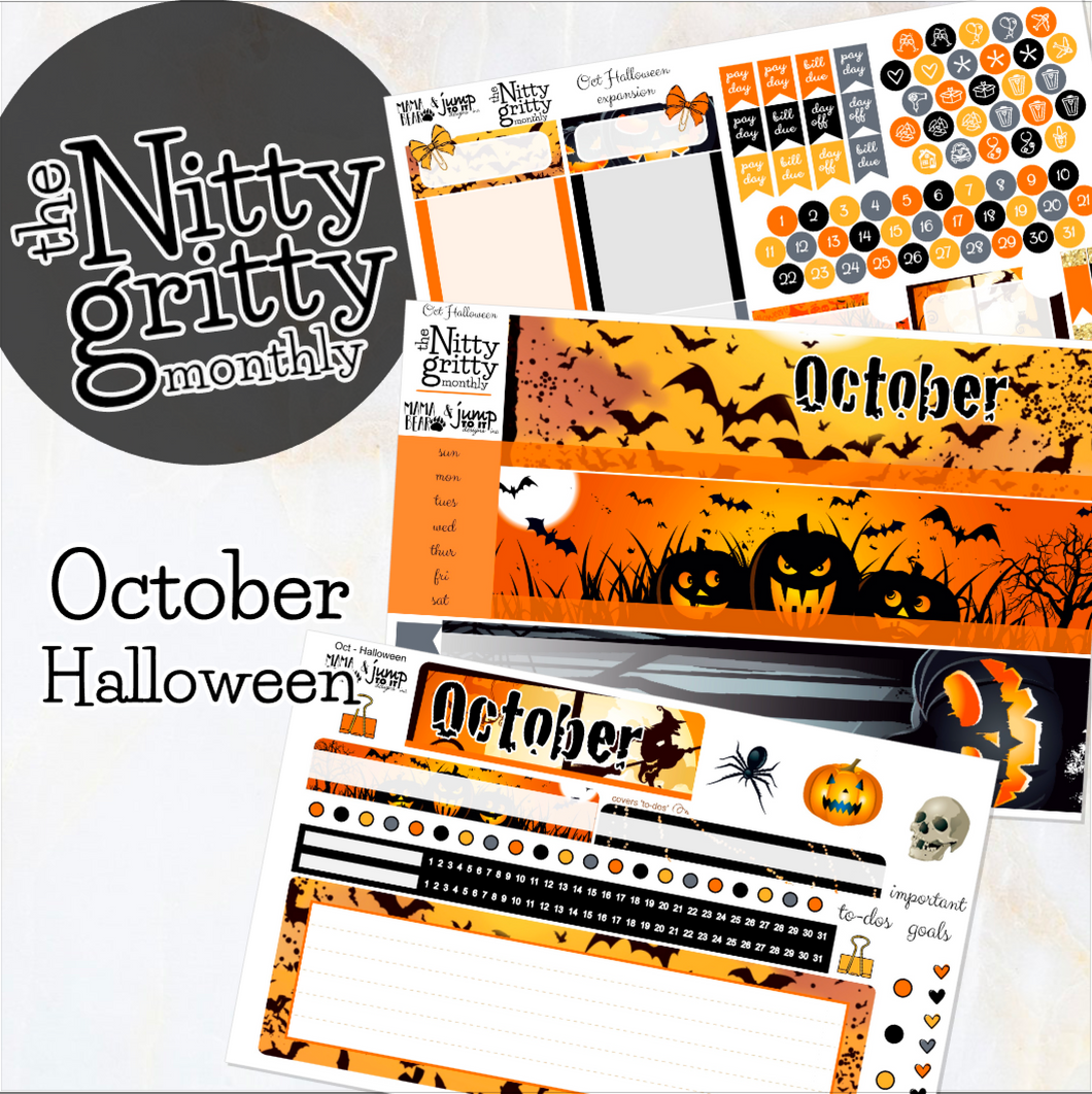 October Halloween - The Nitty Gritty Monthly - Erin Condren Vertical Horizontal