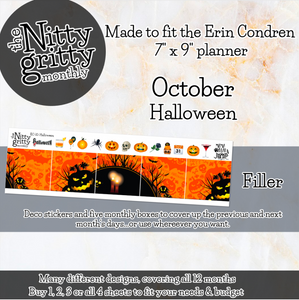 October Halloween - The Nitty Gritty Monthly - Erin Condren Vertical Horizontal