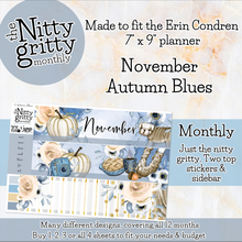 Load image into Gallery viewer, November Autumn Blues - The Nitty Gritty Monthly - Erin Condren Vertical Horizontal