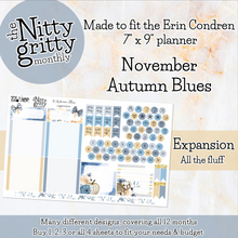 Load image into Gallery viewer, November Autumn Blues - The Nitty Gritty Monthly - Erin Condren Vertical Horizontal