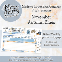 Load image into Gallery viewer, November Autumn Blues - The Nitty Gritty Monthly - Erin Condren Vertical Horizontal