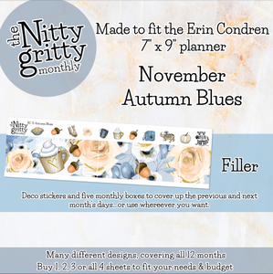 November Autumn Blues - The Nitty Gritty Monthly - Erin Condren Vertical Horizontal
