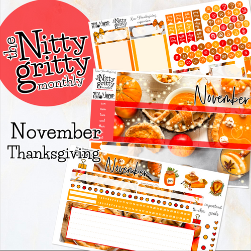 November Thanksgiving - The Nitty Gritty Monthly - Erin Condren Vertical Horizontal
