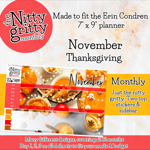 November Thanksgiving - The Nitty Gritty Monthly - Erin Condren Vertical Horizontal
